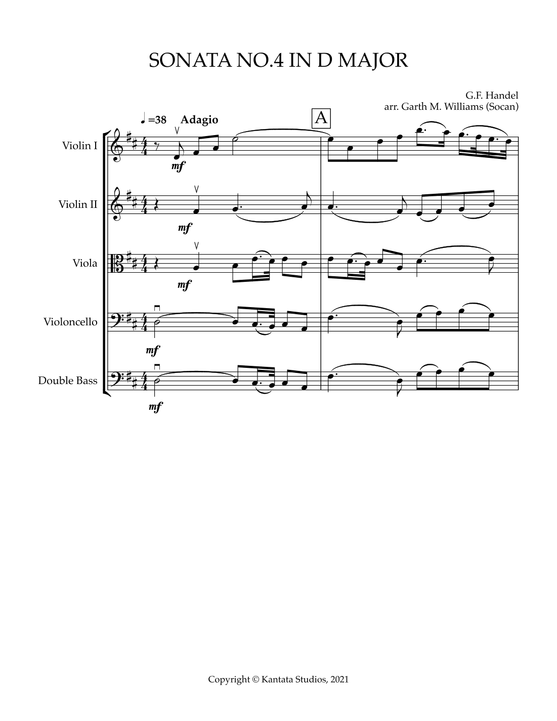 SONATA #4 BY J.S. BACH (arr. Garth M. Williams (Socan))