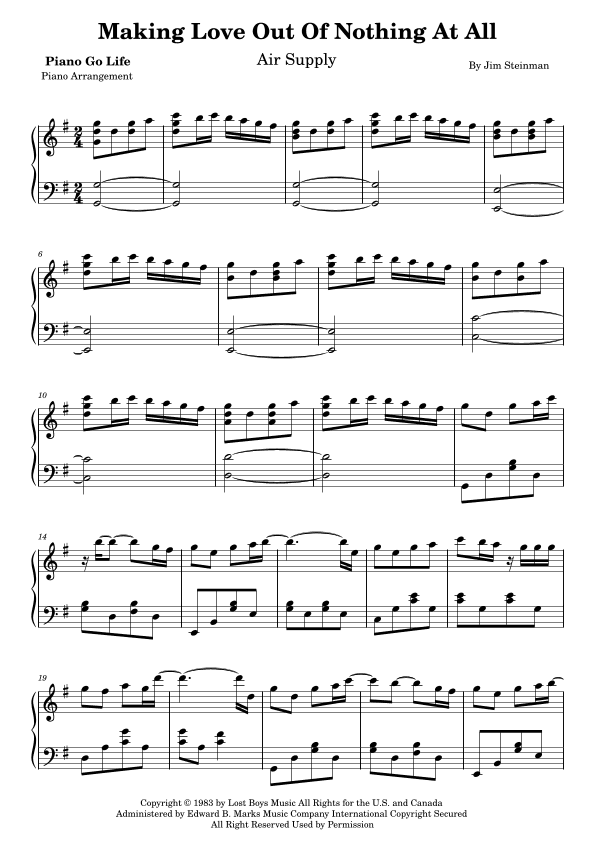Making Love Out Of Nothing At All (arr. Piano Go Life)