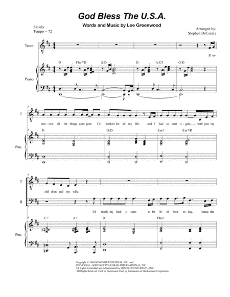 God Bless The U.S.A. (arr. Stephen DeCesare)