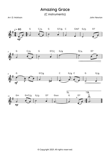 Amazing Grace (arr. Douglas Wattson)