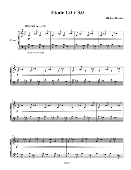 Etude 1.0 + 3.0 for Piano Solo from 25 Etudes using Symmetry, Mirroring and Intervals