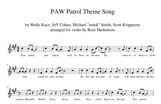 Paw Patrol Theme (arr. Rose Hashimoto)