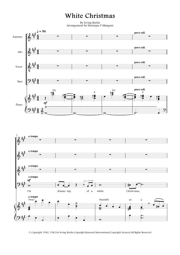 White Christmas (arr. Henrique F Mangoni)