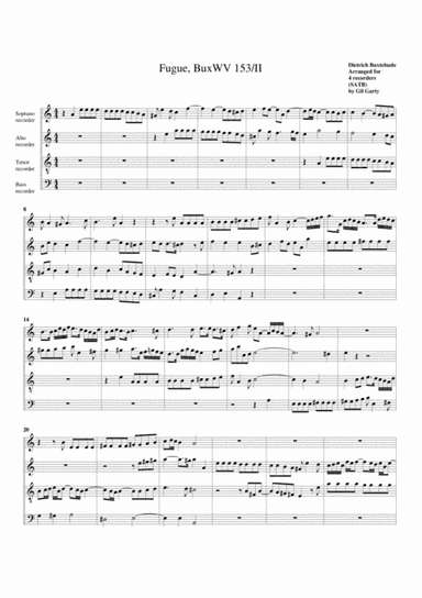 Fugue, BuxWV 153/II, A minor (arrangement for 4 recorders) (arr. Gil Garty)