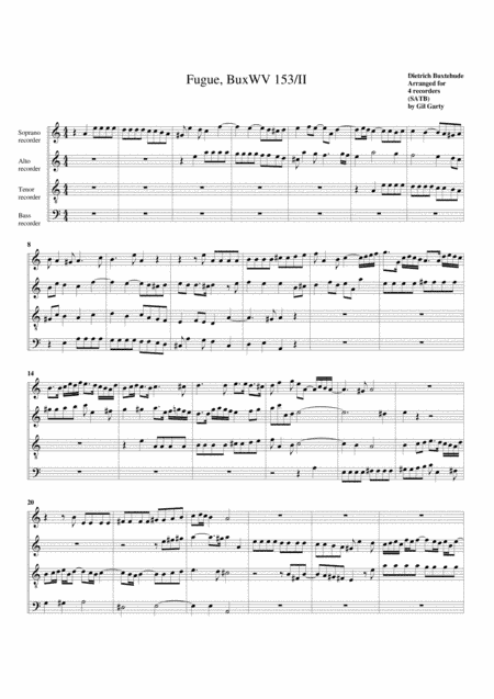 Fugue, BuxWV 153/II, A minor (arrangement for 4 recorders) (arr. Gil Garty)