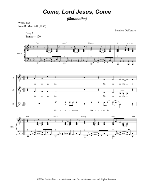 Come, Lord Jesus, Come (Maranatha) (Vocal Trio - (SAB)