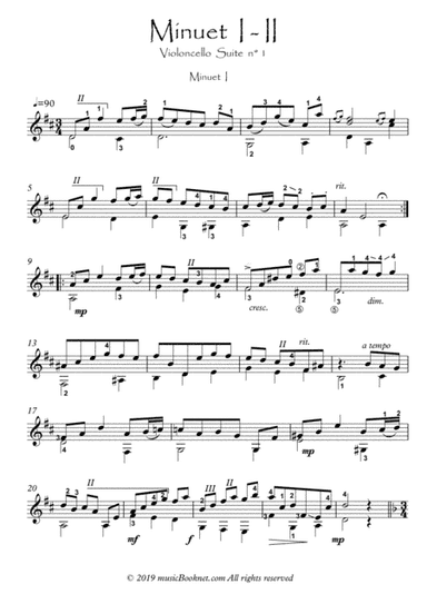 Bach for Guitar BWV 1007 Minuets nt (arr. PianoSheetNow)