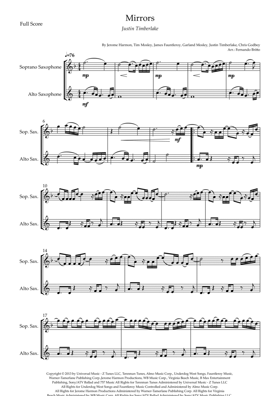 Mirrors (arr. Fernando Britto)