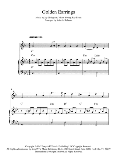 Golden Earrings (arr. Kaiserin Rebecca)