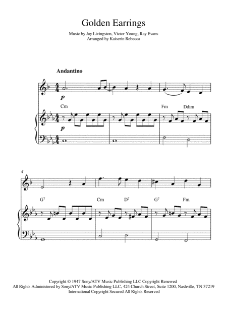 Golden Earrings (arr. Kaiserin Rebecca)