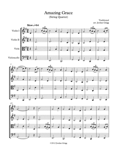 Amazing Grace (String Quartet) (arr. Jordan Grigg)