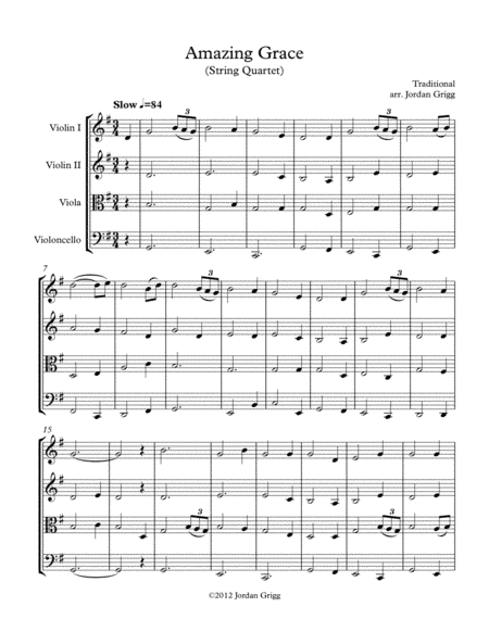 Amazing Grace (String Quartet) (arr. Jordan Grigg)