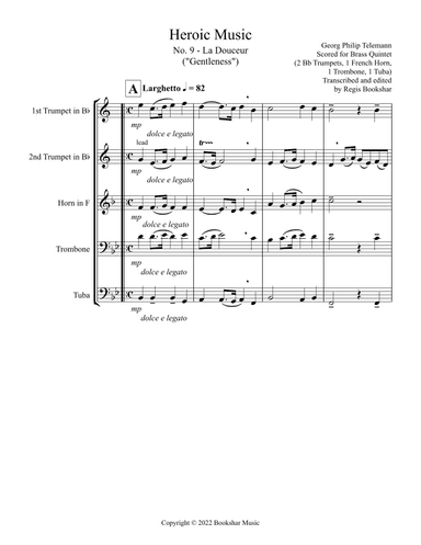 Heroic Music - No.   9. La Douceur (Bb) (Brass Quintet - 2 Trp, 1 Hrn, 1 Trb, 1 Tuba) (arr. Regis Bookshar)