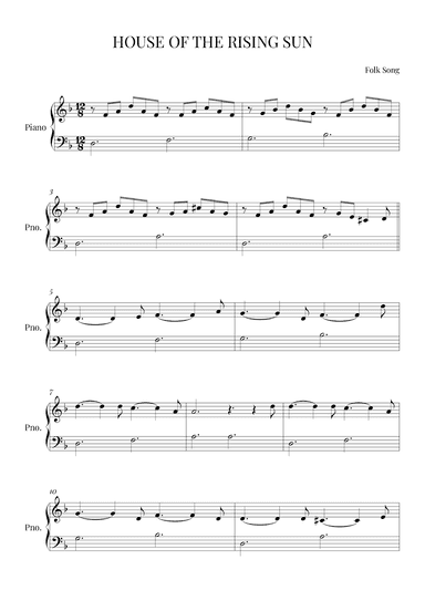 House of the Rising Sun (arr. PianoNotes)