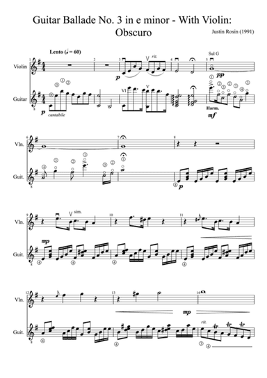 Set of Guitar Ballades: No. 3 in E Minor