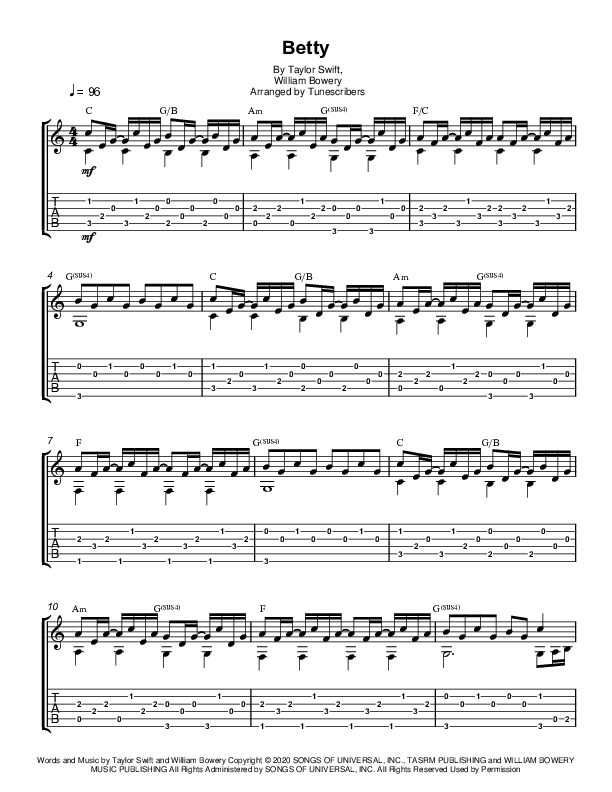 Betty (arr. Tunescribers)