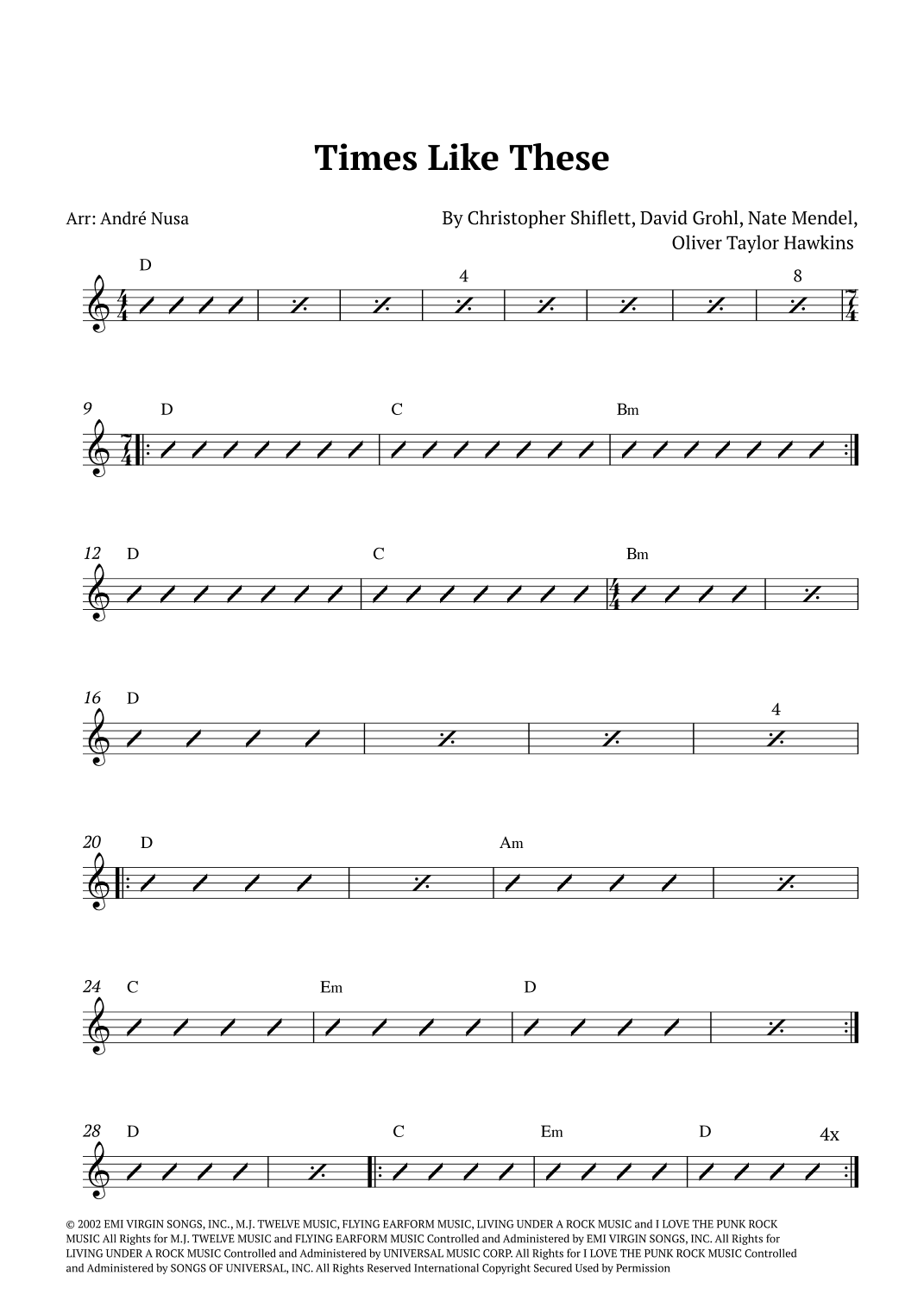 Times Like These (arr. André Nusa)