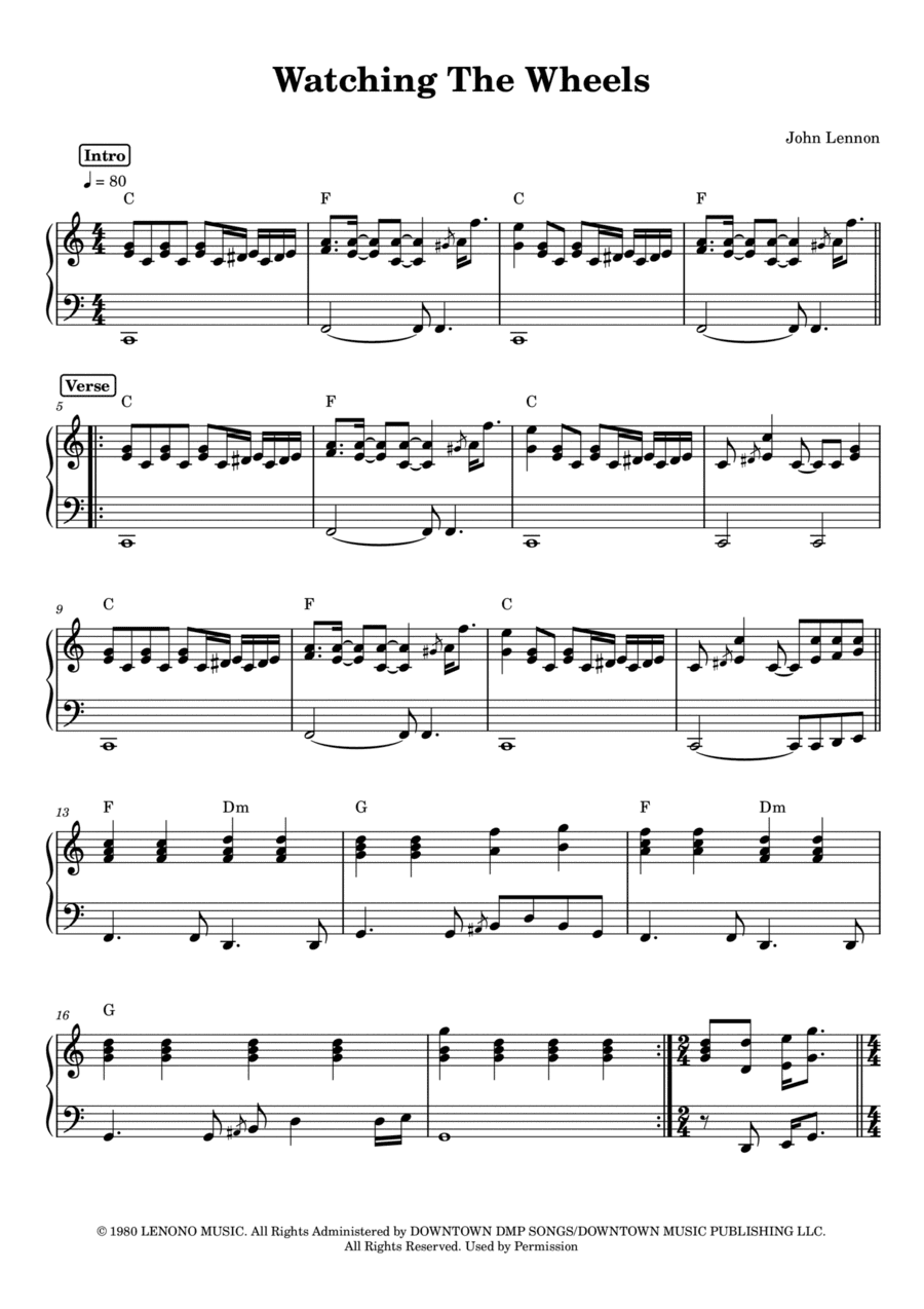 Watching The Wheels (arr. Anacrusa)