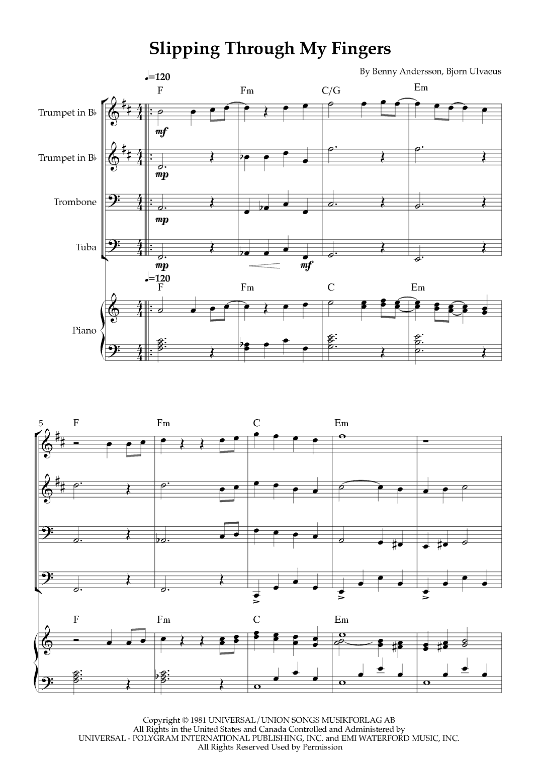 Slipping Through My Fingers (arr. Karen Gueiros)