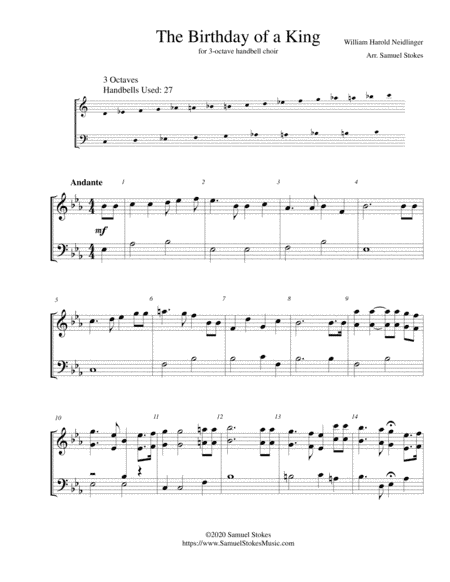 The Birthday of a King - for 3-octave handbell choir (arr. Samuel Stokes)