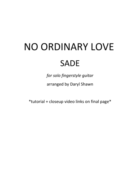 No Ordinary Love (arr. Daryl Shawn)