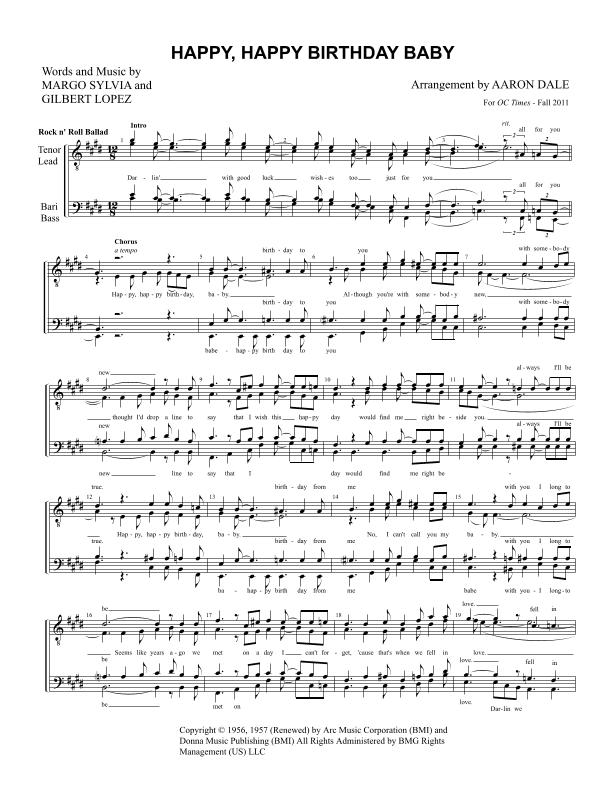 Happy, Happy Birthday Baby (arr. Aaron Dale)