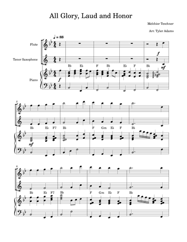 All Glory, Laud and Honor (Flute and Tenor Sax Duet with Piano) (arr. Tyler Adams)