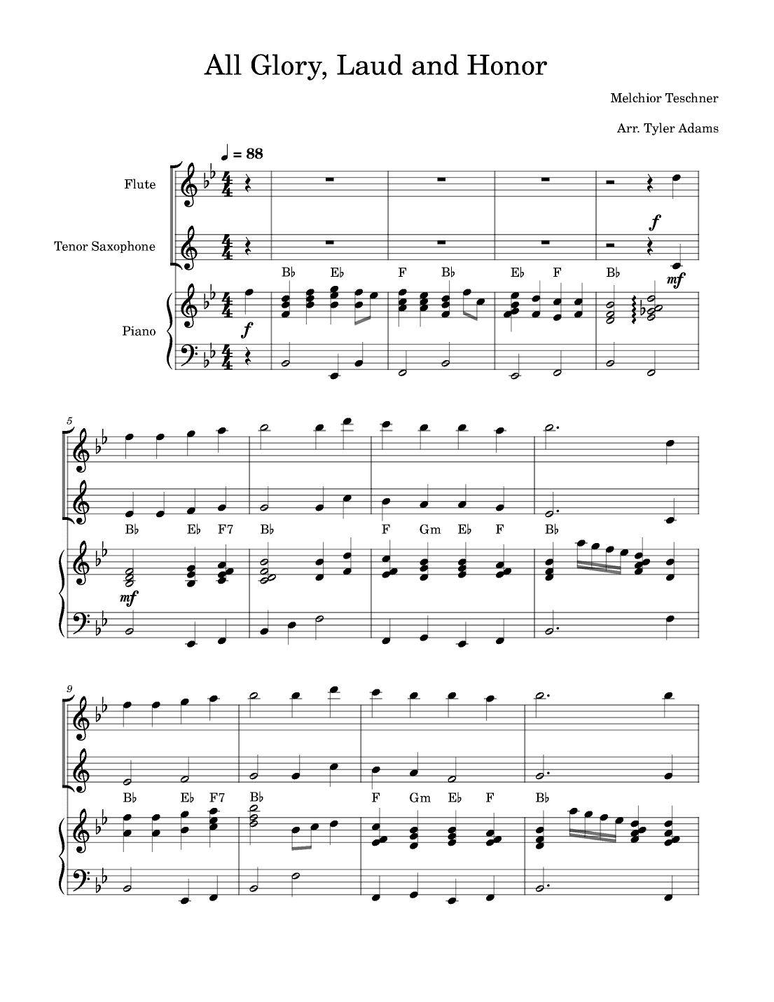 All Glory, Laud and Honor (Flute and Tenor Sax Duet with Piano) (arr. Tyler Adams)