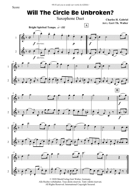 Will The Circle Be Unbroken? (arr. Gert Th. Walter)