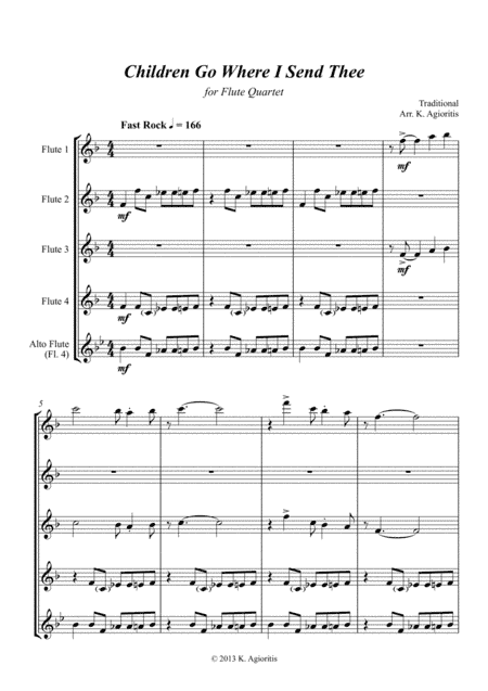 Children Go Where I Send Thee - For Flute Quartet (arr. K. Agioritis)