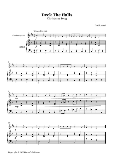 Deck The Halls (arr. Guima's Editions)