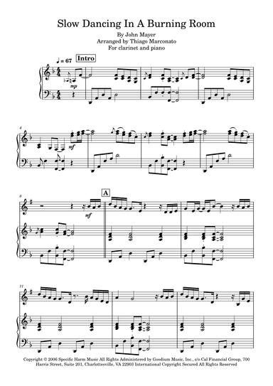 Slow Dancing In A Burning Room (arr. Thiago Marconato)