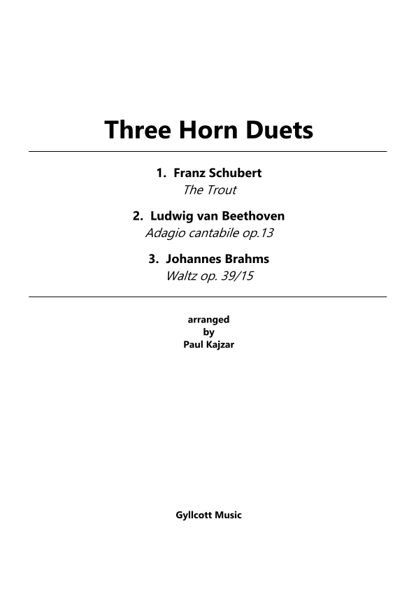 Three Horn Duets (arr. Paul Kajzar)