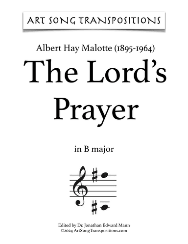 The Lord's Prayer (arr. ArtSongTranspositions.com)