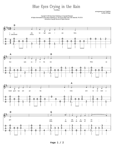 Blue Eyes Crying In The Rain (arr. Ben D'Ooge)