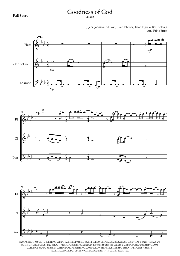 Goodness Of God (arr. Fabio Britto)