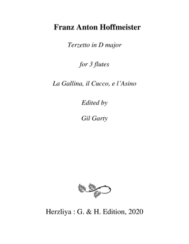 Terzetto for 3 flutes in D major "La Gallina, il Cucco e l'Asino" (arr. Gil Garty)