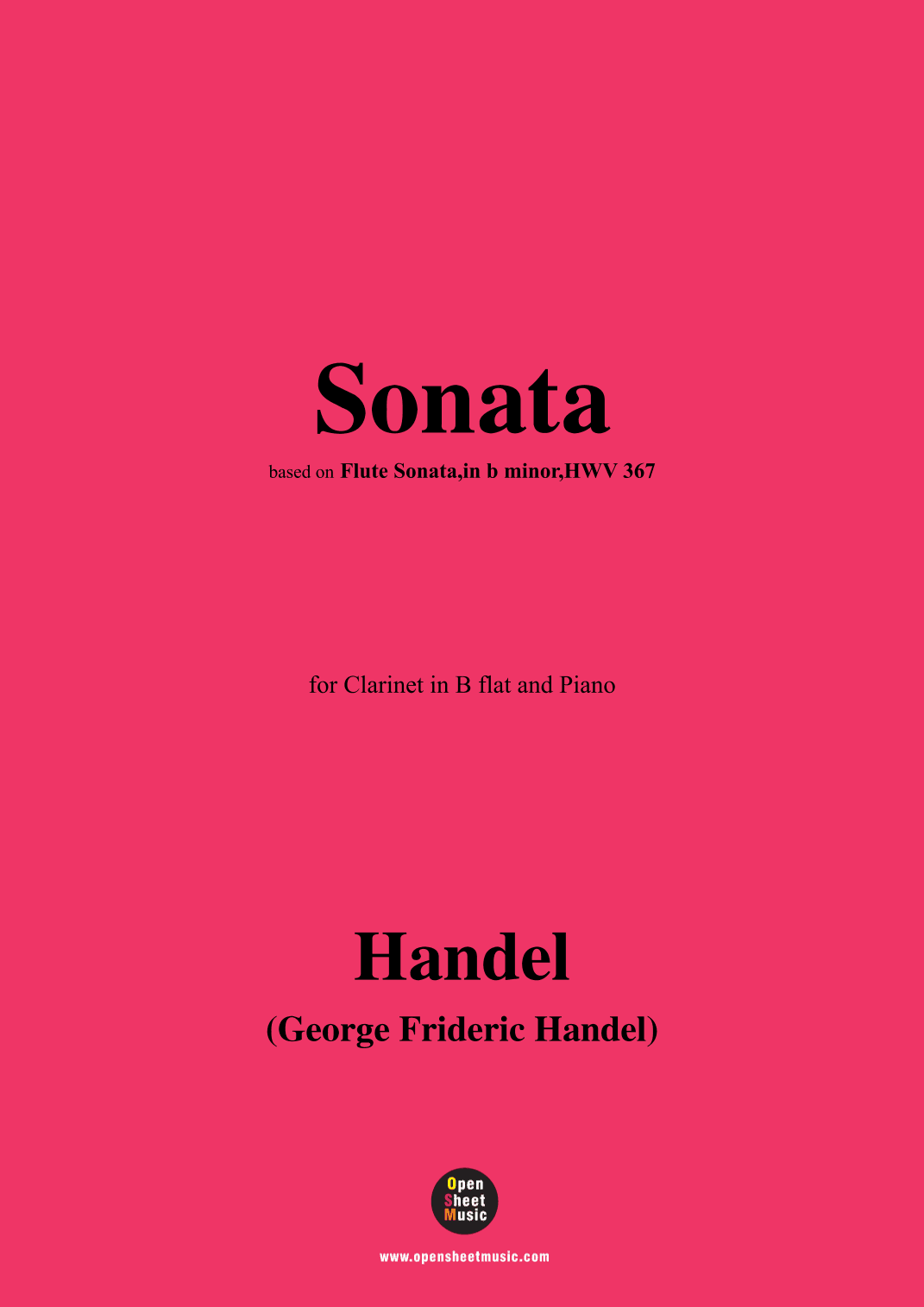 Handel-Sonata,for Clarinet and Piano (arr. OSM Press)