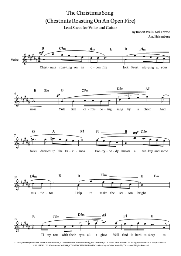 The Christmas Song (chestnuts Roasting On An Open Fire) (arr. Heisenberg)