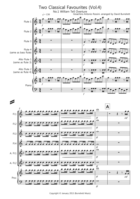 2 Classical Favourites for Flute Quartet (volume four) (arr. David Burndrett)