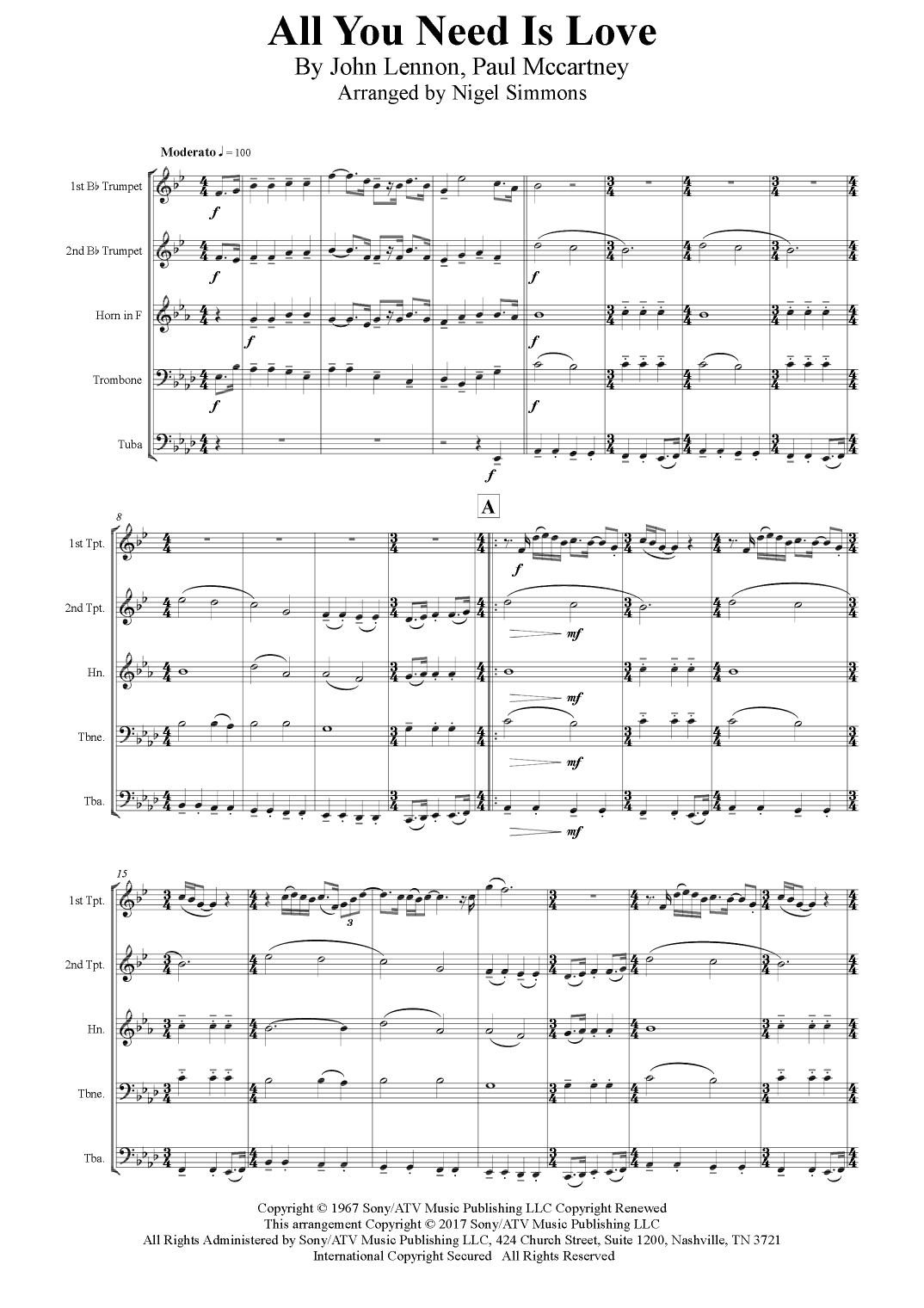 All You Need Is Love (arr. Nigel Simmons)