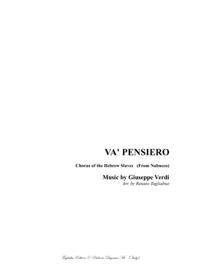 VA' PENSIERO - G.Verdi - From Nabucco - Arr. for Brass Quartet - With parts (arr. Renato Tagliabue)