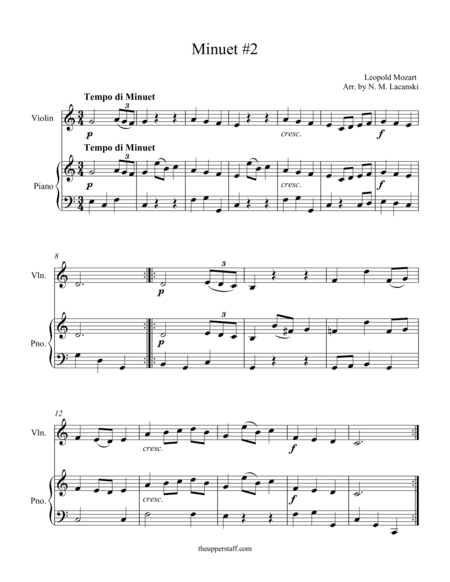 Minuet #2 (arr. Nick Lacanski)