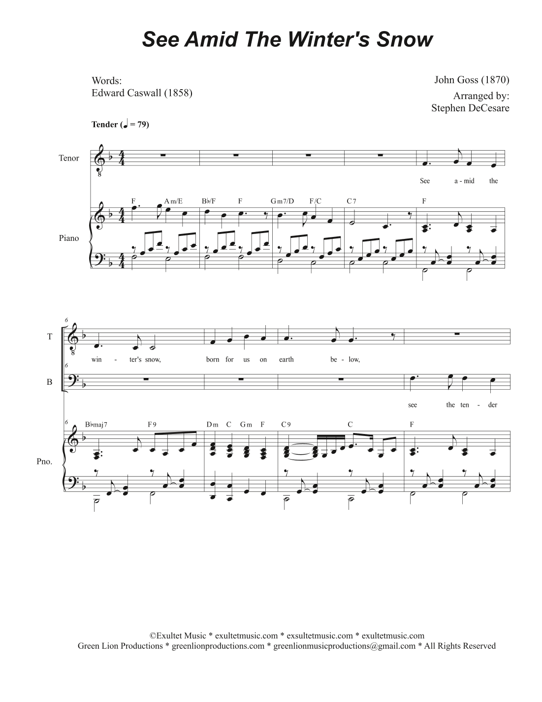 See Amid The Winter's Snow (2-part choir - (TB) (arr. Stephen DeCesare)