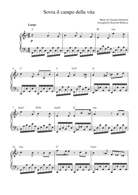 Sovra il campo della vita (arr. Kaiserin Rebecca)