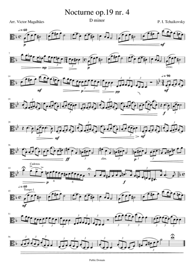 Nocturne - Op.19 No.4 P. I. Tchaikovsky - Viola Solo (arr. Victor Magalhães)