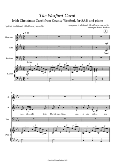 The Wexford Carol for SAB and piano (arr. Ivana Tuskan)