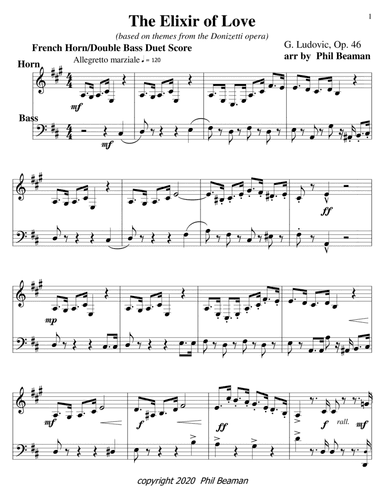 The Elixir of Love-french horn-double bass duet (arr. Phil Beaman)