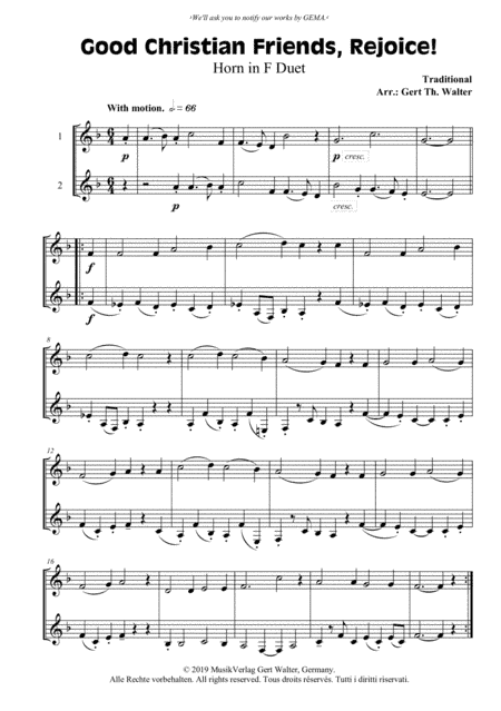 Good Christian Friends, Rejoice! (arr. Gert Th. Walter)