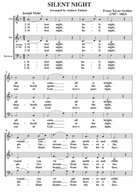 Silent Night A Cappella SAB (arr. Andrew Emmet)